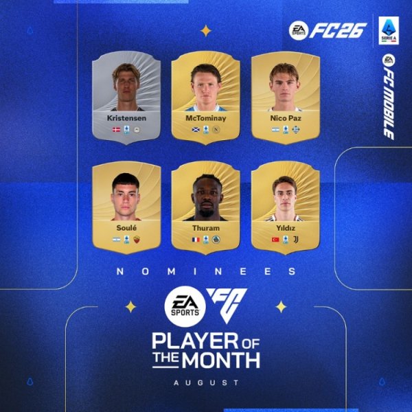 Ứng cử viên tốt nhất cho Serie A vào tháng 8: McTominay, Turam Jr., Ilditz, PA được liệt kê
